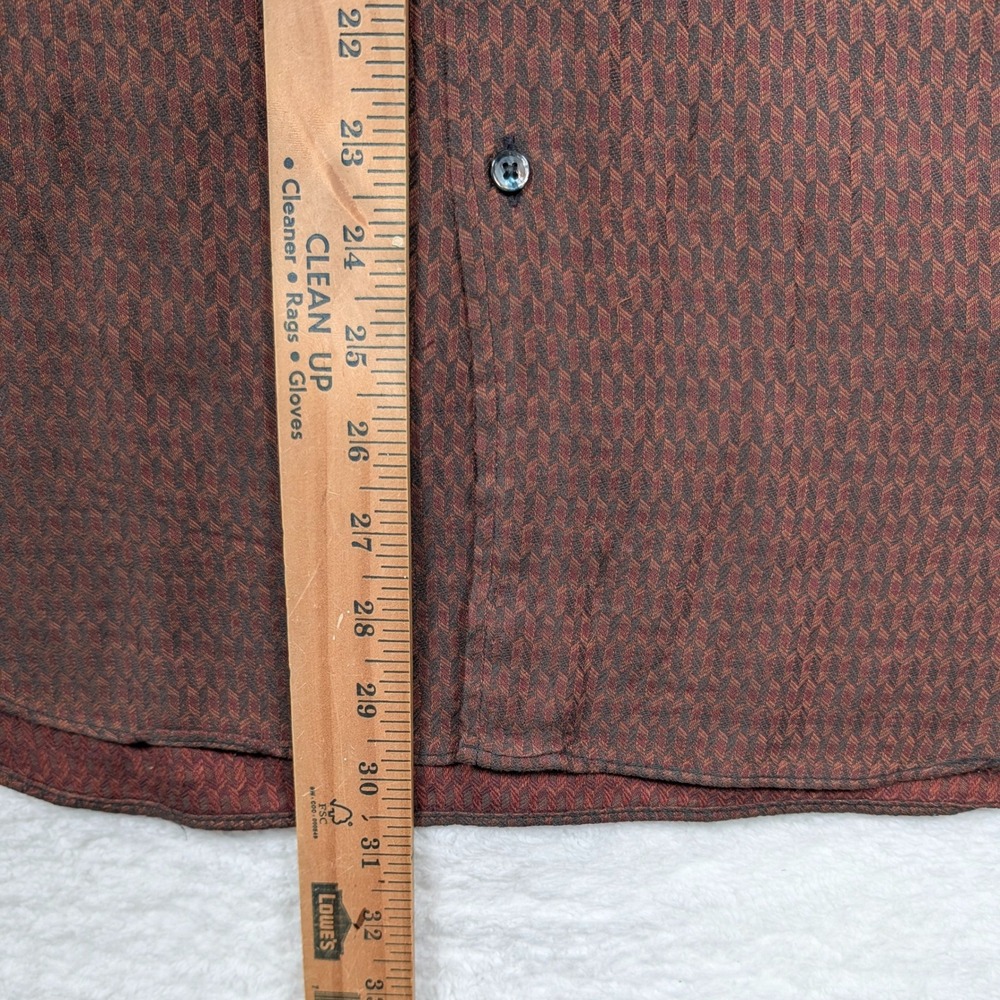 Vintage Neiman Marcus Shirt Mens L Brown Geometric Woven Button Made USA 70s 80s - Picture 6 of 10